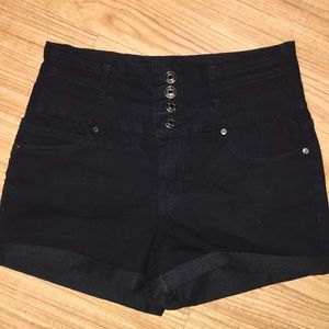 Black high-waisted Silver Crush shorts